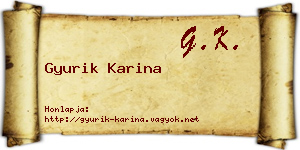 Gyurik Karina névjegykártya